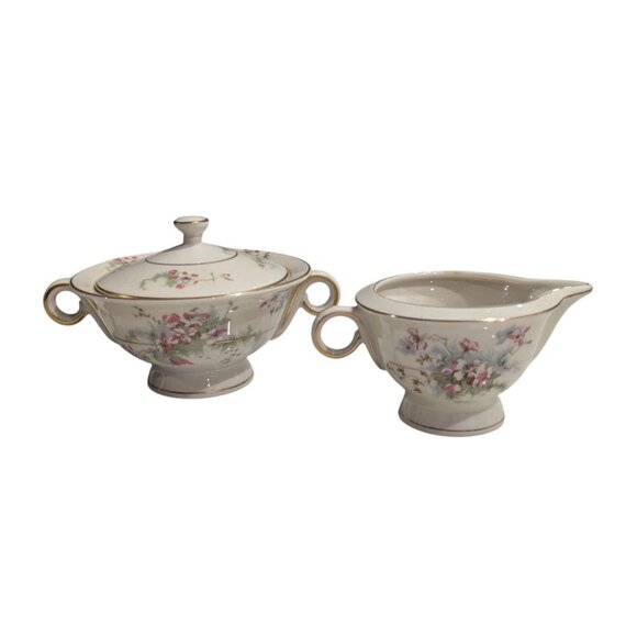 Vintage Theodore Haviland Apple Blossom Cream Sugar Set - Picture 1 of 16